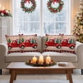 thumbnail image 5 of Outdoor Pillow Covers Waterproof Pillow Cases Protector Xmas Truck Farm Cow Retro Plank Pillowcase Pack of 2 Christmas Tree Buffalo Check Throw Cushion Case for Pation Furniture,Couch,Sofa, 18x18 in, 5 of 9