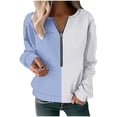 thumbnail image 2 of Xcmzpl Womens Zip Up Sweatshirts Casual Color Block Round Neck Sweatshirt Holiday Sweater Tops Tunic Long Sleeve Shirts Fall Clothes, 2 of 5