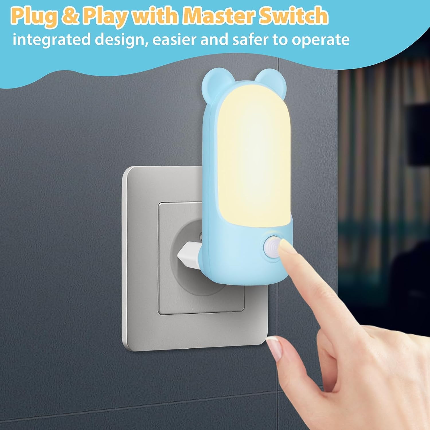 Night Light Electric Socket, Children's Night Light with 2 Modes, LED Breastfeeding Night Lamp for Bedroom Decoration, Baby Wall Night Light for Stairs/Hallway/Kitchen