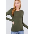 thumbnail image 2 of Simply Fashion Active Basic CrewNeck LongSleeve Slim Fit Cotton Tshirts,olive,small, 2 of 3
