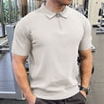 thumbnail image 2 of Mens Knit Polo Shirt Short Sleeve Textured Lightweight Casual Sweater Polo for Men White, 2 of 5