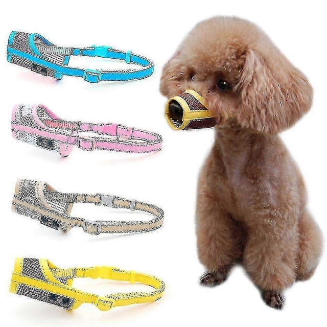 Bozal de malla de nailon ajustable para perros: evita morder, masticar y lamer; para perros pequeños, medianos y grandes, color rosa S