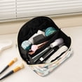 thumbnail image 2 of FORMRS Makeup Bag Travel Cosmetic Organizer for Women Fold Flat Zipper Pouch with Handle, Pink Geometric, 2 of 8