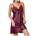 thumbnail image 3 of Taqqpue Silk Nightgowns for Women V Neck Night Gown Sleeveless Sleep Dress Racerback Chemise Cooling Sleepwear, 3 of 6