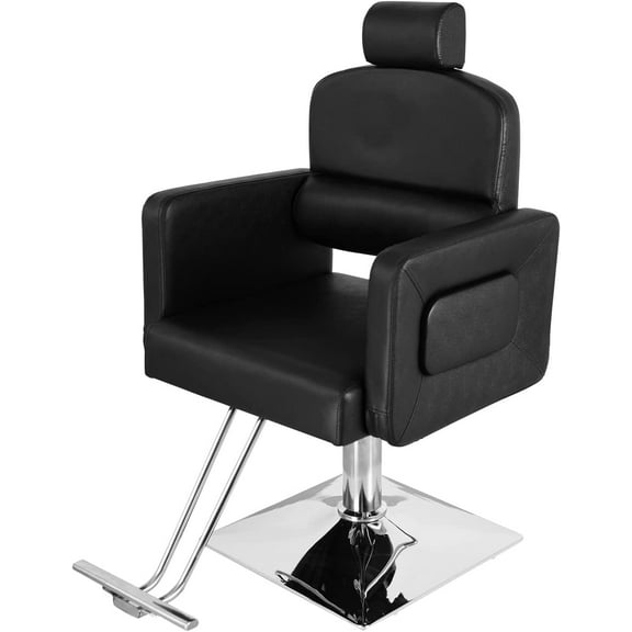 OmySalon All Purpose Chair Reclining for Salon, Hydraulic Barber Chair Heavy Duty for Hair Stylist, Square Base, Adjustable Headrest, 360 Degree Swivel, Styling Hairdressing Beauty Spa Equipment