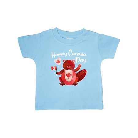 

Inktastic Happy Canada Day Cute Red Beaver with Canadian Flag Gift Baby Boy or Baby Girl T-Shirt