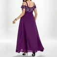 thumbnail image 3 of Gubotare Wedding Guest Dresses for Women Plus Size Cold Shoulder Dress Floral Lace Patchwork Long Dress Party Evening Dresses(Purple,3XL), 3 of 4