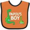 thumbnail image 3 of Inktastic Papou's Boy Grandson Dinosaur Boys Baby Bib, 3 of 4