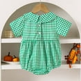 thumbnail image 6 of LIIPEE Girls Boys Onesie Halloween Cartoon Pumpkin Embroidered Short Sleeve Peter Pan Collar Bodysuit Classic Birthday One-Pieces,Green,18-24 Months, 6 of 8