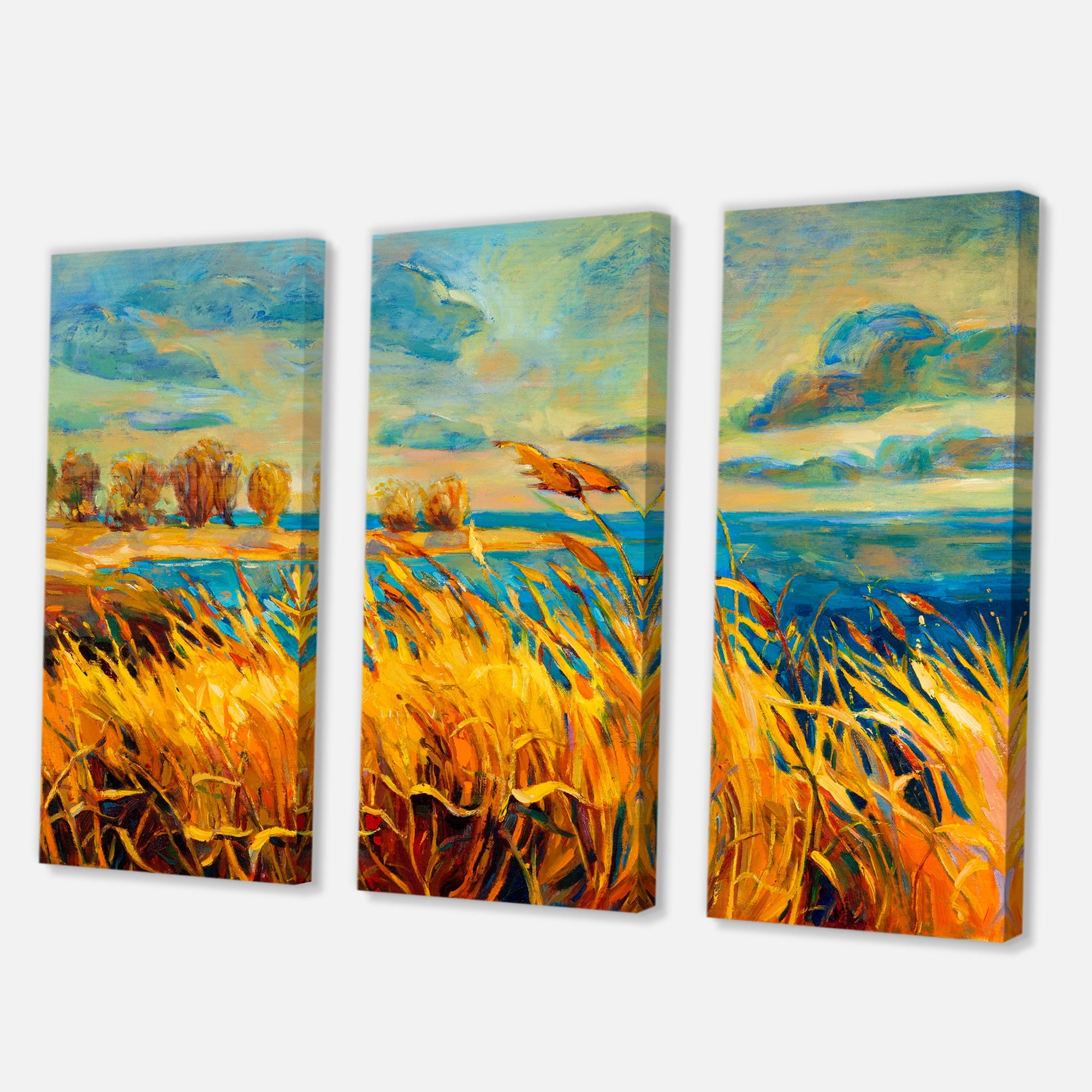 Designart ' Sunset Over Vibrant Lake ' Nautical & Coastal Canvas Wall Art Print