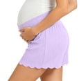 thumbnail image 6 of Costeam Womens Maternity Ribbed Shorts V Cross Over Belly Support High Waist Scalloped Wave Hem Slim Fit Stretch Soft Breathable Knee Length Pregnancy Lounge Bottoms, 6 of 9