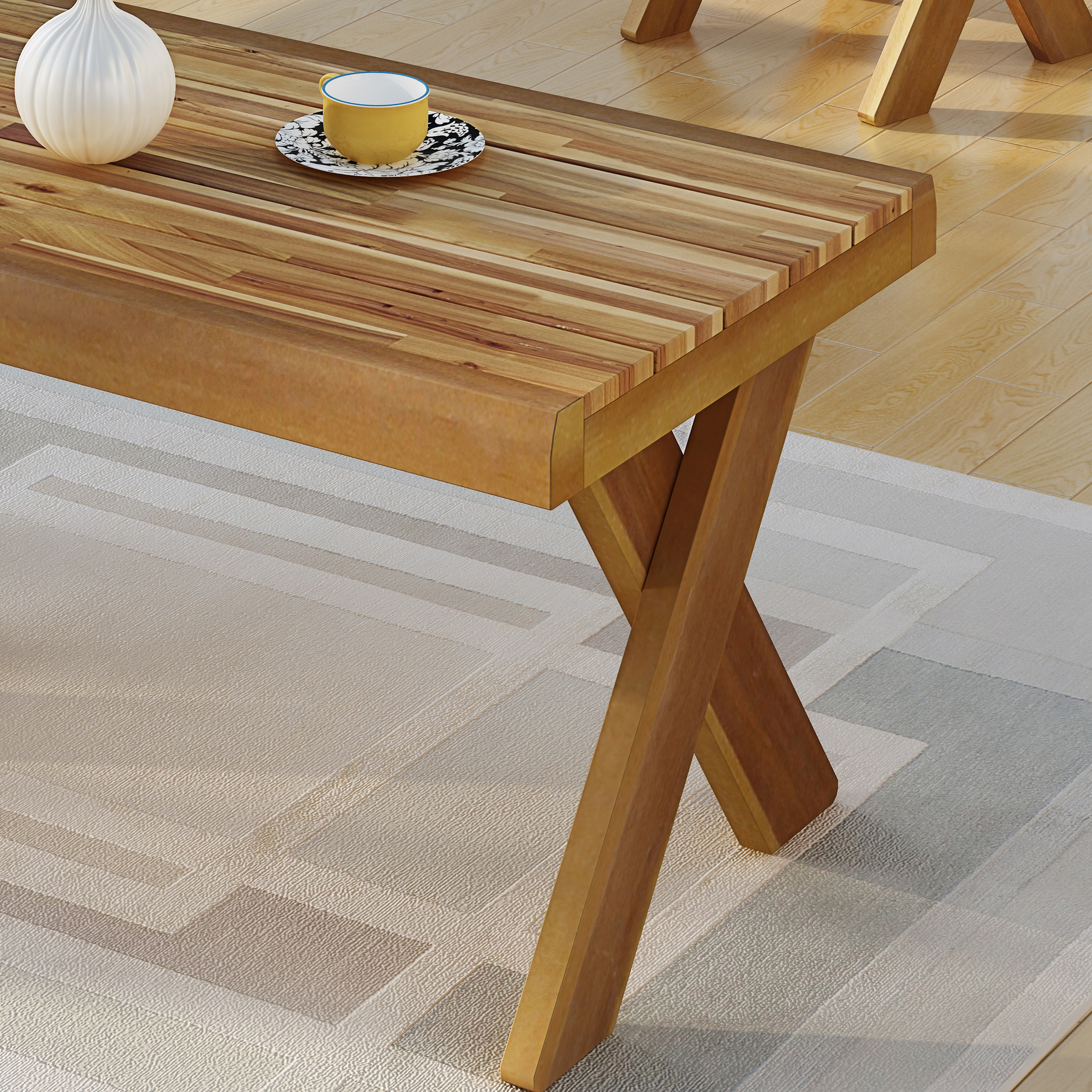 Noble House Indoor Farmhouse 3 Piece Acacia Wood Table Set, Teak