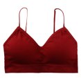thumbnail image 3 of SMihono Women Wireless Thin Straps Bras Anti Exposure Base Everyday Bra Comfy Breathable Sling Bra Fashion Beautiful Back Bra Wine Free Size, 3 of 3