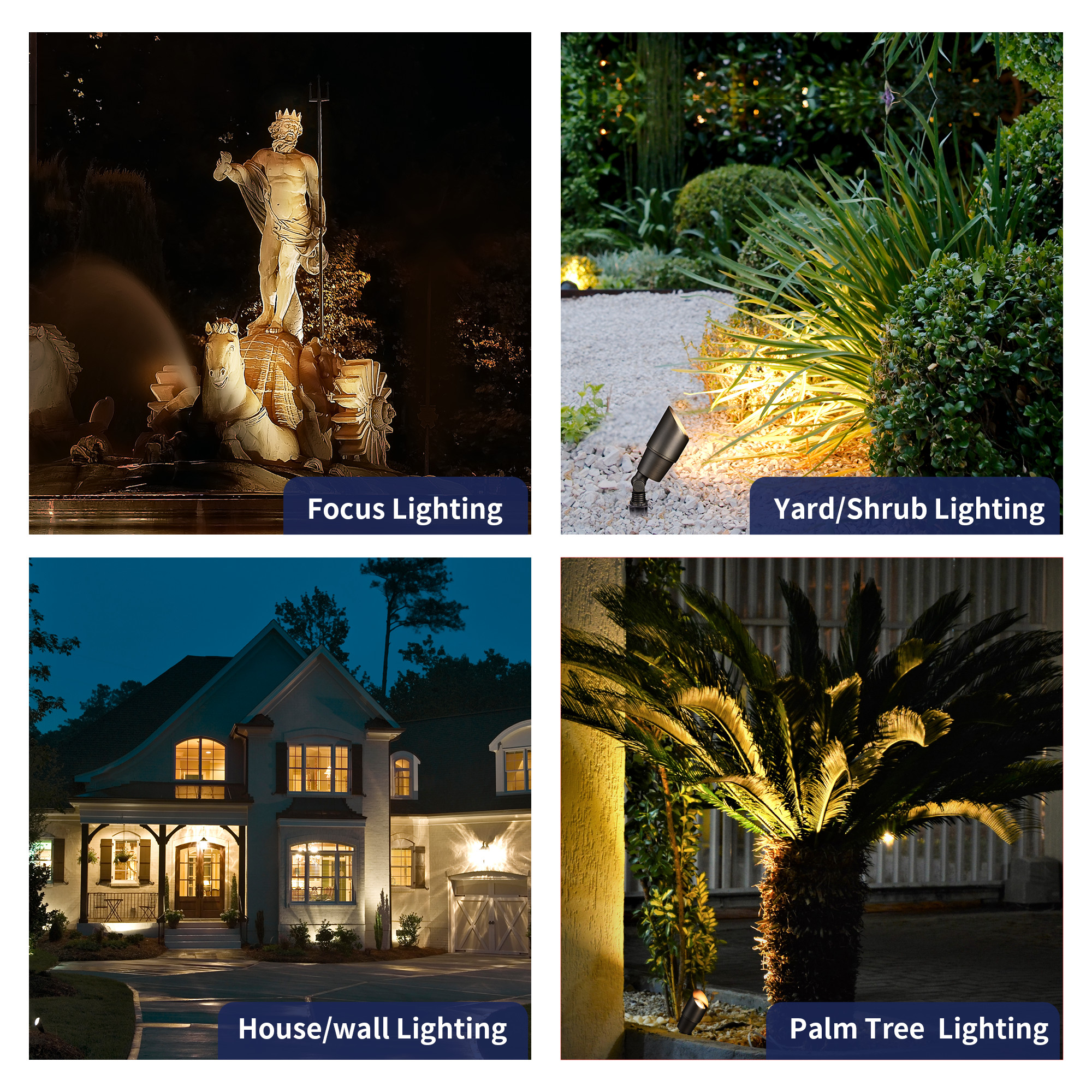 Gardenreet Mini Solid Brass Landscape Spotlight,12V Low Voltage Uplight Outdoor  LED Landscape Light Fixture Without Bulb(8 Pack)