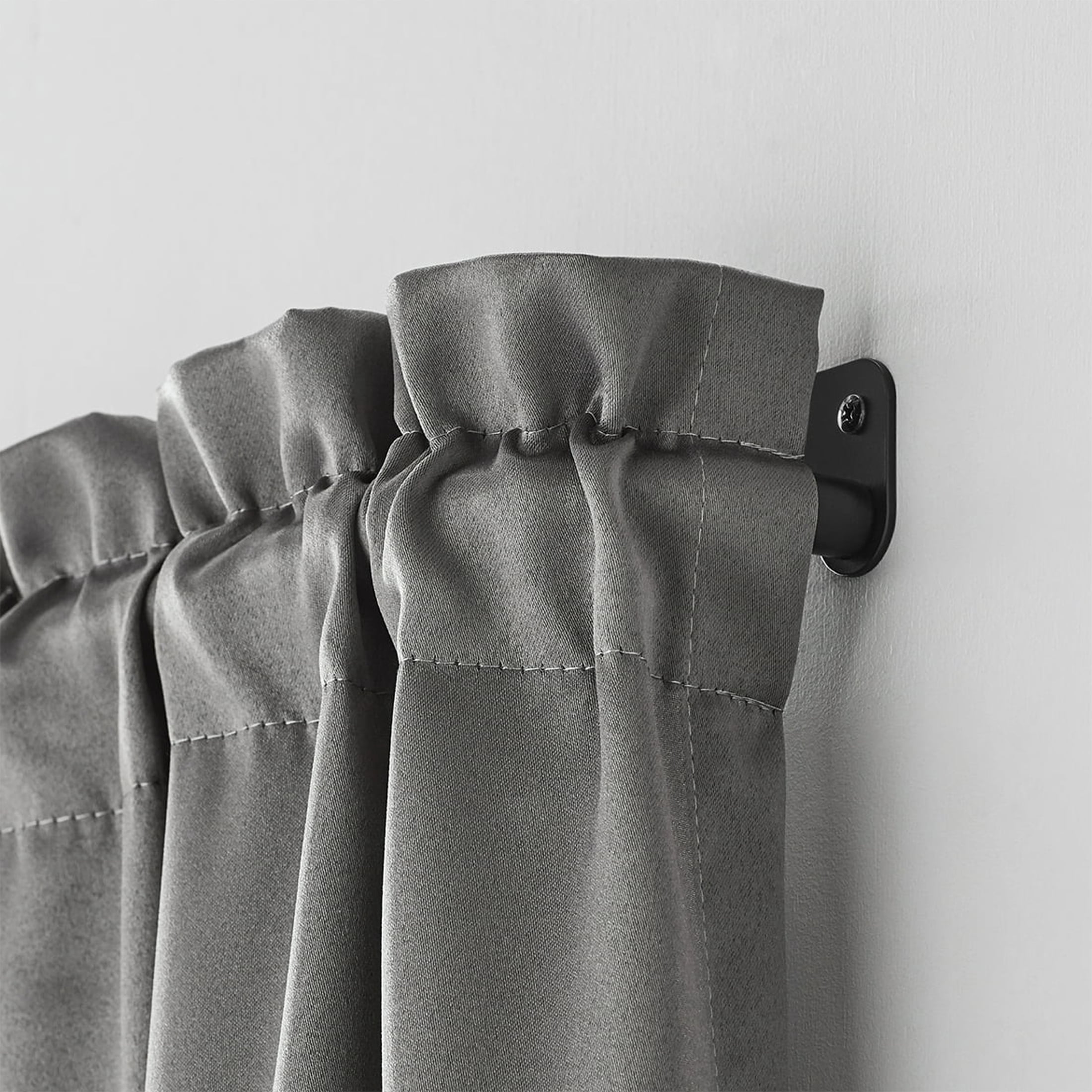 Mainstays 3/4" Matte Black Room Darkening Adjustable Wrap Curtain Rod, 30-84"