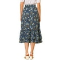 thumbnail image 4 of INSPIRE CHIC Mother's Day Women's Chiffon Skirts Elastic Waist Ruffle Tiered Floral Flowy Midi Skirts M Blue-Floral, 4 of 8