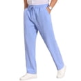thumbnail image 4 of INSPIRE CHIC Style Men's Drawstring Waist Breathable Summer Linen Beach Pants 30 Light Blue, 4 of 5