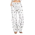 thumbnail image 1 of Women's High Waist Straight Leg Casual Pants Comfortable Daily Wear Drawstring Floral Print Design for Spring Summer and Fall Seasons, 1 of 5