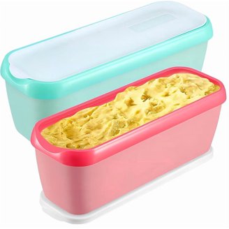Luxail 1.5 Quart Red Ice Cream Storage Container – BPA Free, Stackable, Dishwasher Safe