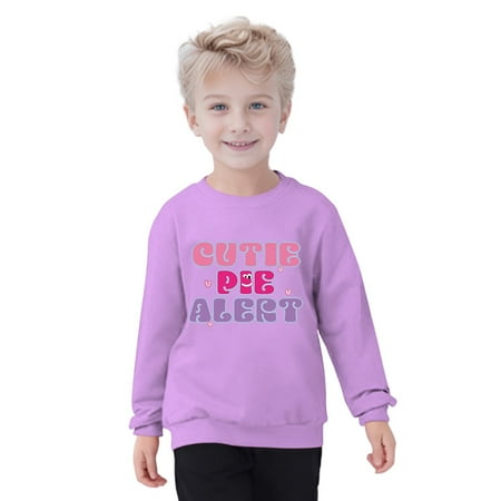 

Fshinging Sweatshirts for Toddlers Girls And Boy Autumn And Winter Long Sleeves Plus Hoodie Letter Printed Casual Thick Warm Round Neck s Wear Tops