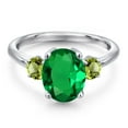 thumbnail image 3 of Gem Stone King 2.60 Ct Oval Green Nano Emerald Green Peridot 925 Sterling Silver Ring (Size 5), 3 of 6