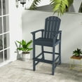 thumbnail image 4 of Gymax Set Of 2 Outdoor HDPE Bar Height Stool Patio Tall Chair Armrest Footrest All Weather Navy, 4 of 10