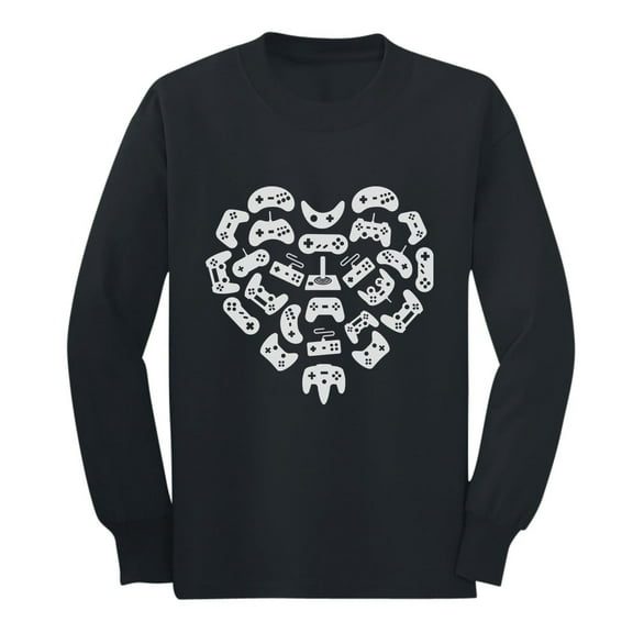 Tstars Boys Heart Pro Gaming Long Sleeve T-Shirt Perfect Valentine's Day Gift for Young Gamers