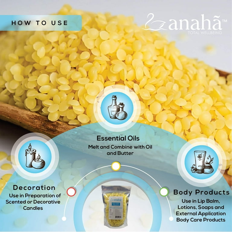 Anaha Yellow Beeswax Pellets (200 G) Refined, Triple Filtered, Non-Deodorized & Unbleached, Cosmetic Safe