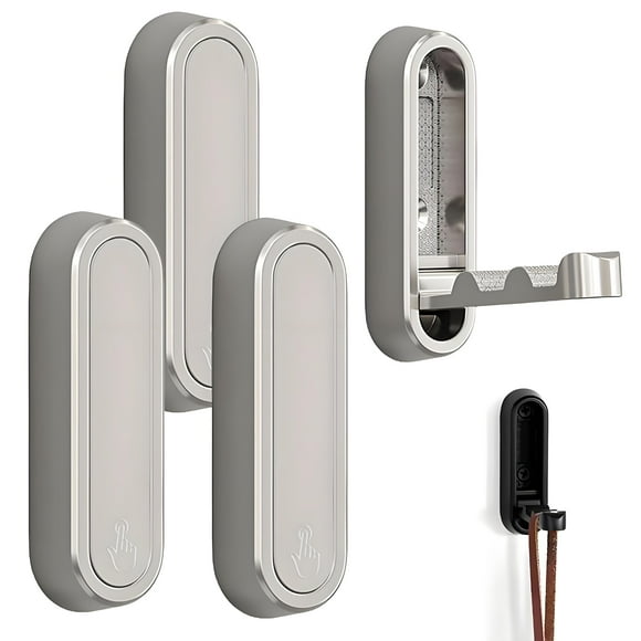 Ganchos de pared Growalleter plegables de metal dorado, 4 unidades, plateados