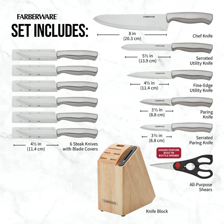 Farberware 13Piece Stainless Steel Knife Block Set Built in