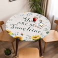 thumbnail image 5 of Sunflower Yellow Elastic Fitted Round Table Cover Green Leaves Plant Retro Waterproof Outdoor Tablecloth for Holiday Party, Picnic, Patio & Dining Fits Tables Up to 36"-44", 5 of 8