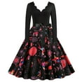 thumbnail image 1 of Mode Femmes Noël Casual Slim Print Ourlet Manches Longues Robe Décoration Intérieure, 1 of 7