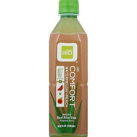 Alo Comfort Watermelon + Peach Aloe Vera Drink, 16.9 fl oz, (Pack of 12)