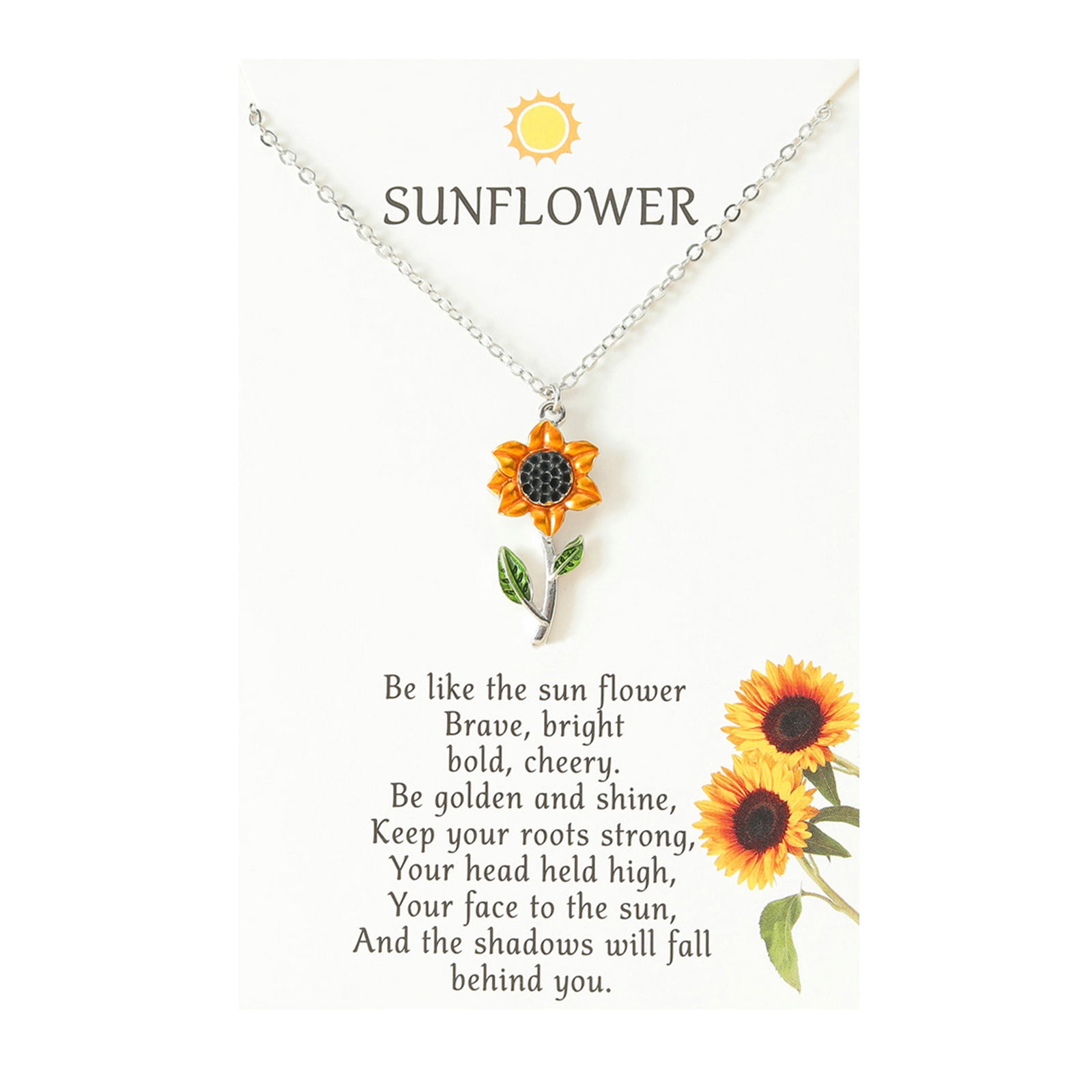 Women Daisy Flower Necklace Temperament Sunflower Pendant Necklace