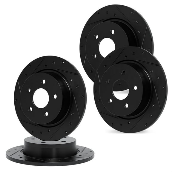R1 Concepts Drilled and Slotted Black Disc Brake Rotor Set WHPN2-63006