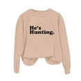 thumbnail image 5 of Womens Oversized Sweatshirt Crewneck Long Sleeve Fleece Lined Pullover Tops Fall Outfits Winter Clothes Khaki XXL, 5 of 7