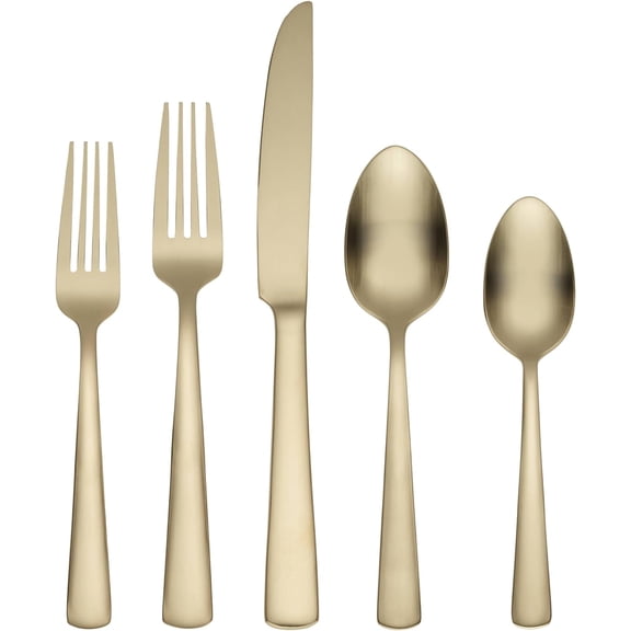 EnjinZZ B1025020AL21 Aptitude Champagne Satin 20 Piece Flatware Set