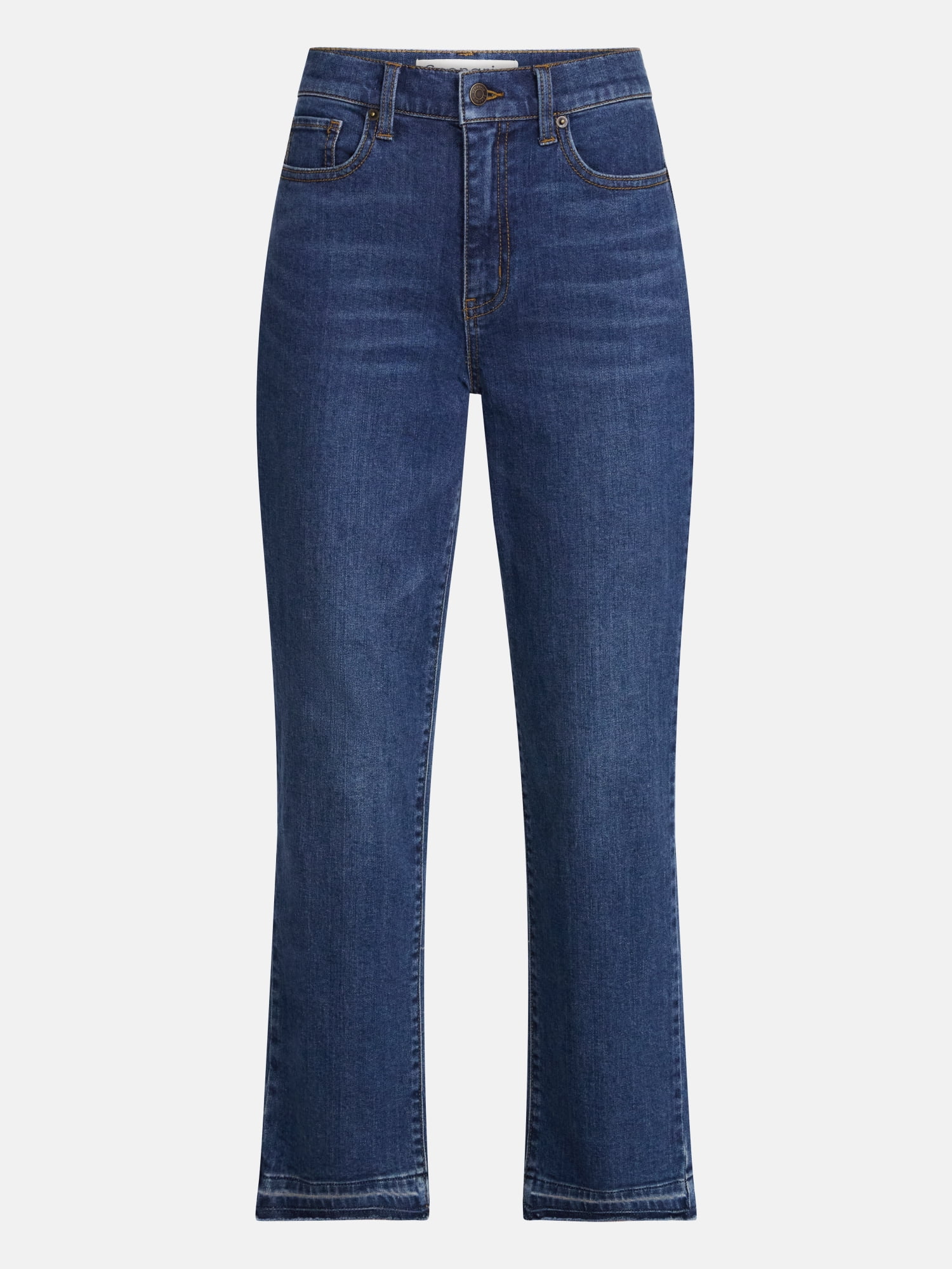 Scenario Women's and Women's Plus High Rise Straight Leg Let Down Hem Jeans, 29" Inseam, Sizes 0-28W