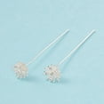 thumbnail image 2 of 10pcs Brass Micro Pave Clear Cubic Zirconia Flower Head Pins Silver 55mm Pin: 21 Gauge(0.7mm), 2 of 5