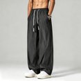 thumbnail image 2 of Akiihool Jogger Men Mens Casual Pants Loose Fit Elastic Drawstring Waist Pants Black,XXL, 2 of 5