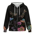 thumbnail image 4 of SCRAWLGOD Dragonfly Flowers Full Zip Up Comfy Hoodies for Women Elastic Clothes Relaxed Shoulder Athleisure Sweatshirt for Weekend Getaways, Holiday Gatherings, XXL, 4 of 7