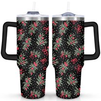Merry Christmas 40 OZ Coffee Tumbler with Handle Stainless Steel Xmas Tree Travel Mug Modern Thermal Insulated Coffee Mug for Holiday Accessories Birthday Christmas for Mom Wife Teacher Neighbor