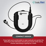 Sonic Alert - Amplified Hearing Devices, Opti Clip CL7350 in-Ear Headphone, Pack of 02 - White