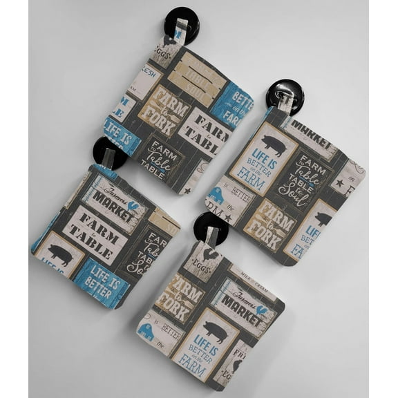 Farm To Table Pot Holders (Set of 4) by Penny's Needful Things (Blue)