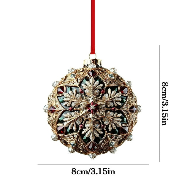 Yhmxh Bola de Navidad 2D, colgante plano de acrílico, decoración para árbol de Navidad, accesorios para decoración navideña.