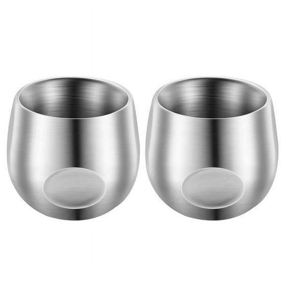 Stainless Steel Espresso Cups 2Pcs, 150Ml Double Wall Insulated Unbreakable Tumbler Small Cup for Outdoor Picnics