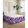 thumbnail image 2 of Purple White Moire Wrap Around Bed Skirts for King Bed 18" Drop, Bed Skirt with Adjustable Elastic Belt Dust Ruffle Bed Valance for Bedroom Hotel Luxury Modern Abstract Art Bed Frame Cover, 2 of 7