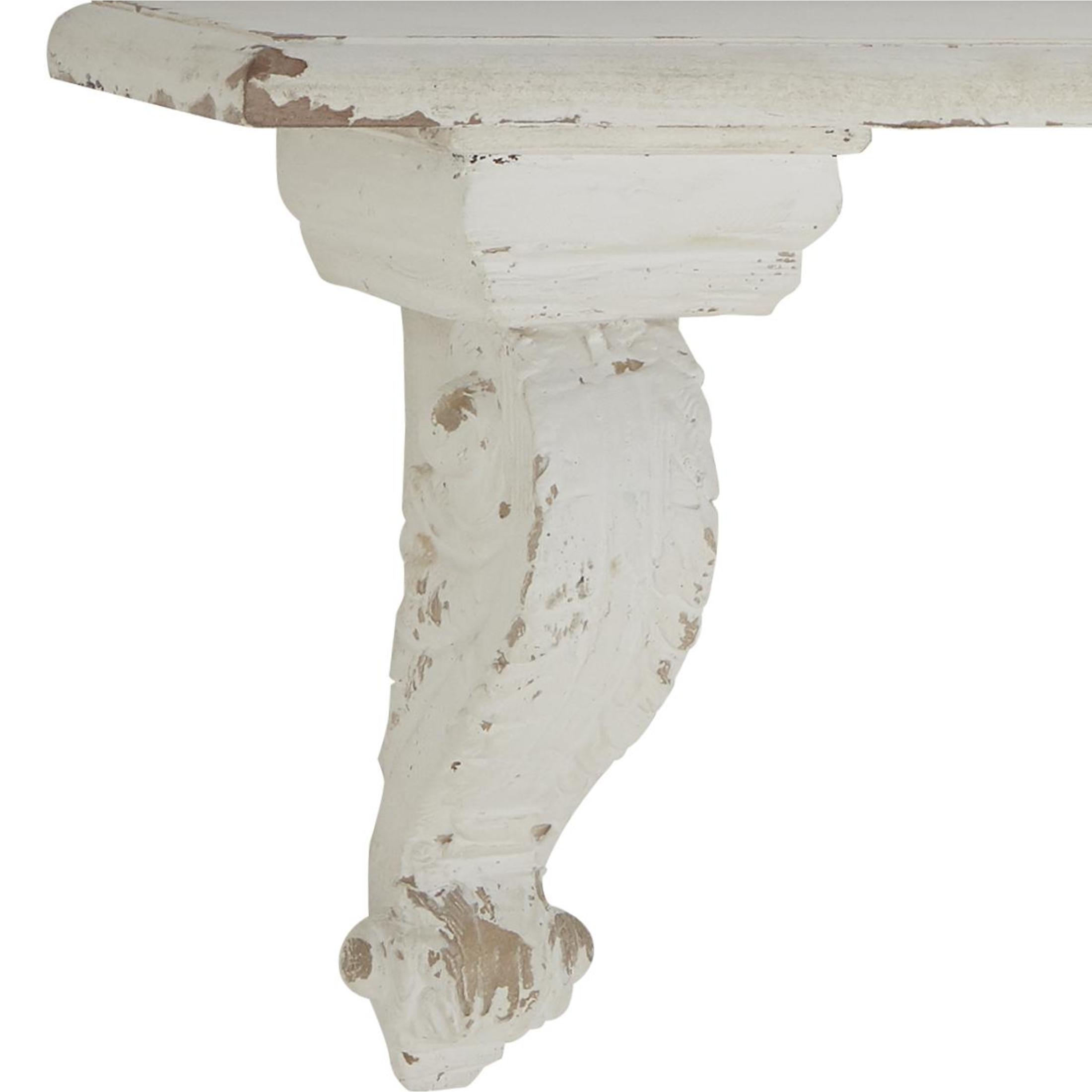 DecMode 31" x 7" 1-Tier White Scroll Wall Shelf