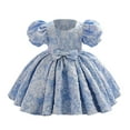 thumbnail image 1 of oqasdz Robe Fille Robe de Demoiselle d'Honneur pour Bébé Robe de Fête Manches Bouffantes Robe de Concours avec Nœud, 1 of 4