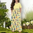 thumbnail image 7 of Cowsor Big Girls Short Sleeve Round Neck Easter Print Dress Casual Maxi Gown with Pockets Comfortable Holiday Outfit for 4 to 14 Years Old Kids Spring Parties, 7 of 7
